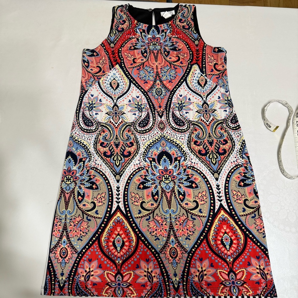 London Times multicolour dual Sheath Dress Sleeveless Crew Neck